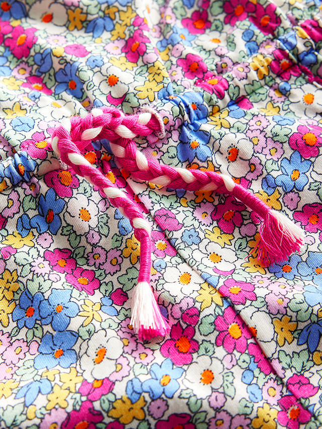 Mini Boden Kids' Nautical Floral Print Jersey Playsuit, Pink/Multi
