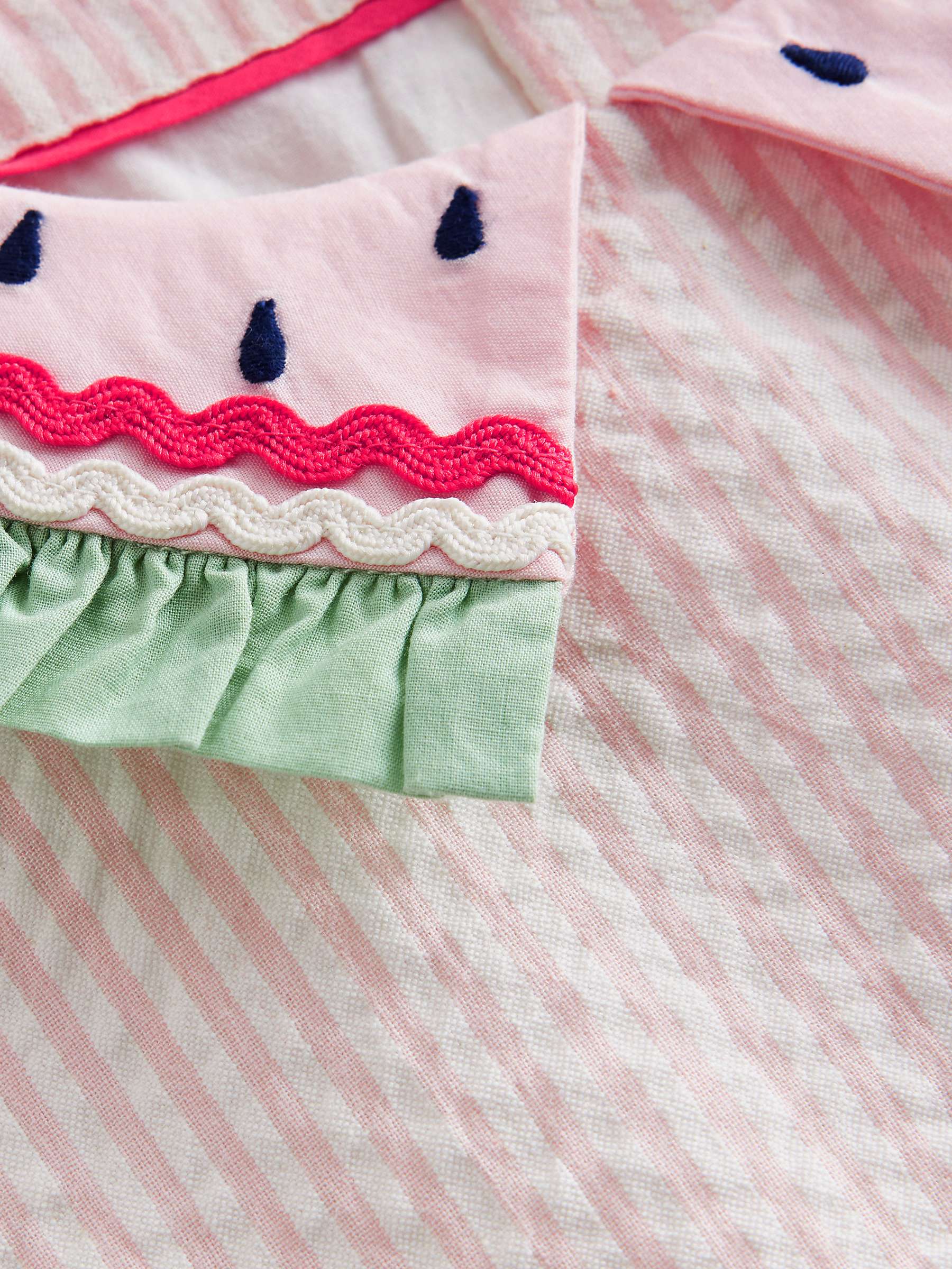 Buy Mini Boden Kids' Watermelon Collar Seersucker Dress, Pink/Ivory Stripe Online at johnlewis.com