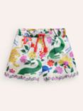 Mini Boden Kids' Safari Floral Print Frill Hem Woven Shorts, Multi