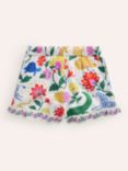 Mini Boden Kids' Safari Floral Print Frill Hem Woven Shorts, Multi