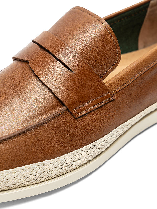 Rodd & Gunn Huaraki Jute Detail Leather Loafers, Cognac