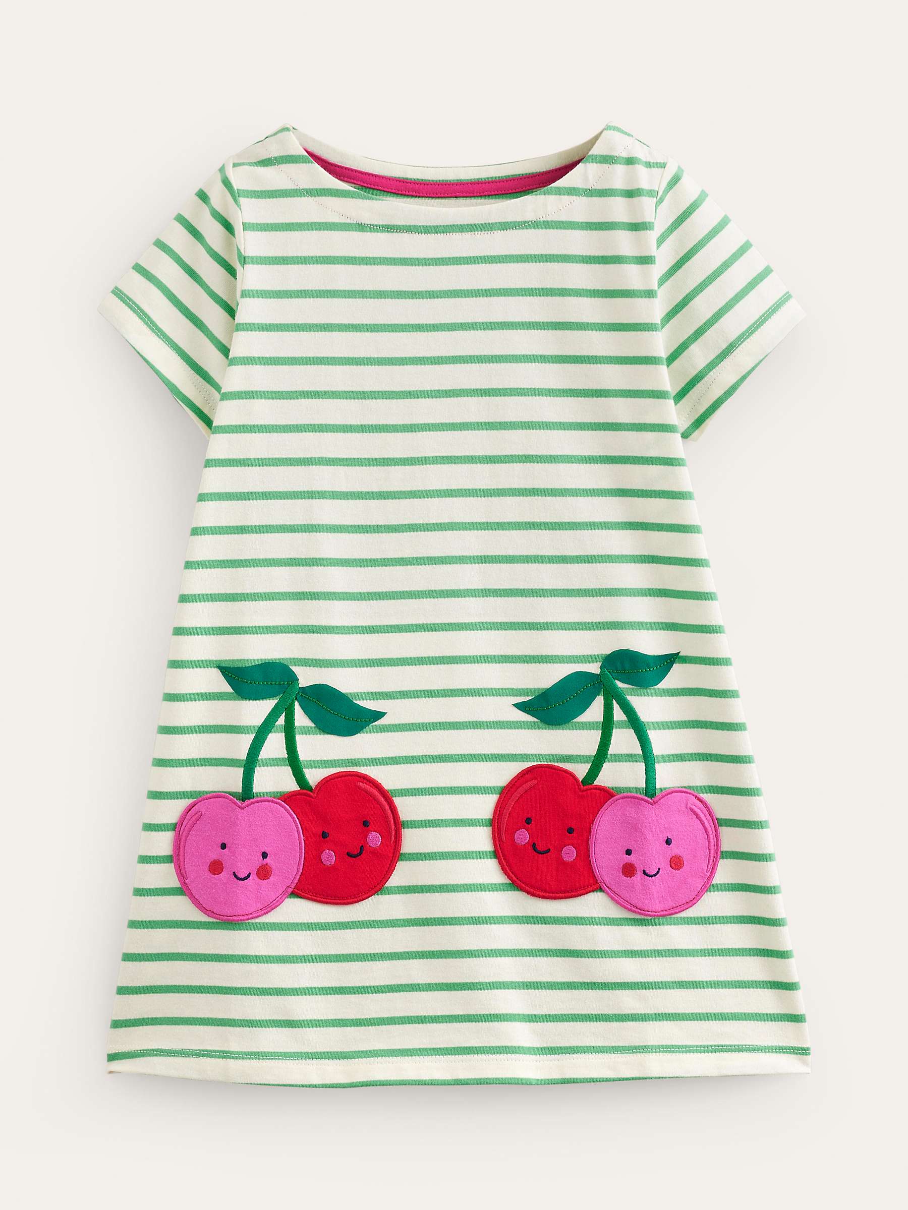 Buy Boden Kids' Cherry Pocket Applique Tunic, Ivory/Green Online at johnlewis.com