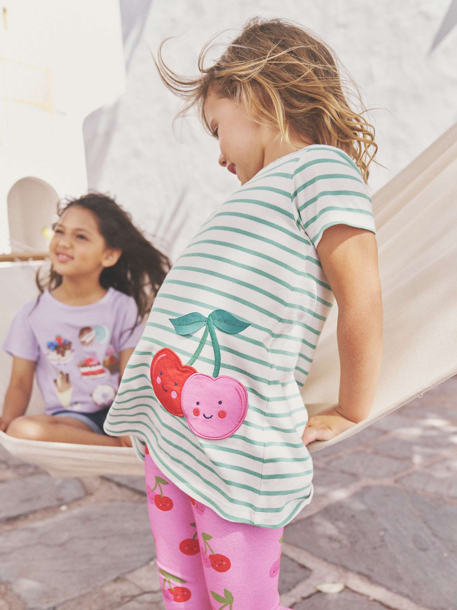 Buy Boden Kids' Cherry Pocket Applique Tunic, Ivory/Green Online at johnlewis.com