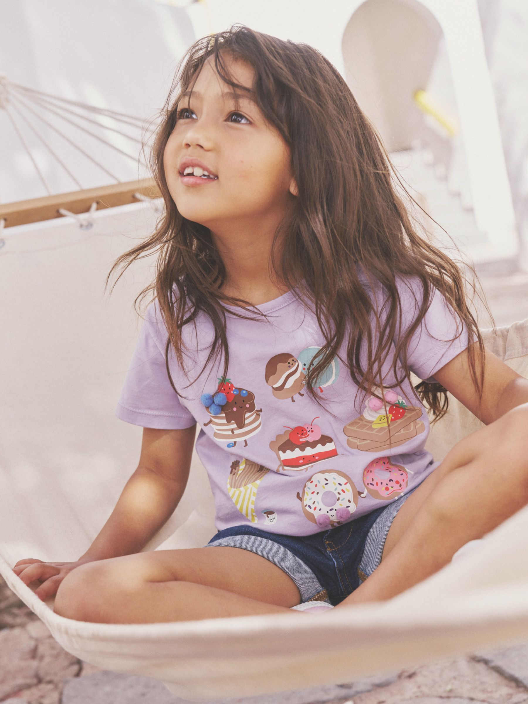 Mini Boden Kids' Desserts Graphic T-Shirt, Lavender, 2-3 years