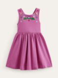 Mini Boden Kids' Floal Embroidered Jersey Cross-Back Dress, Pink