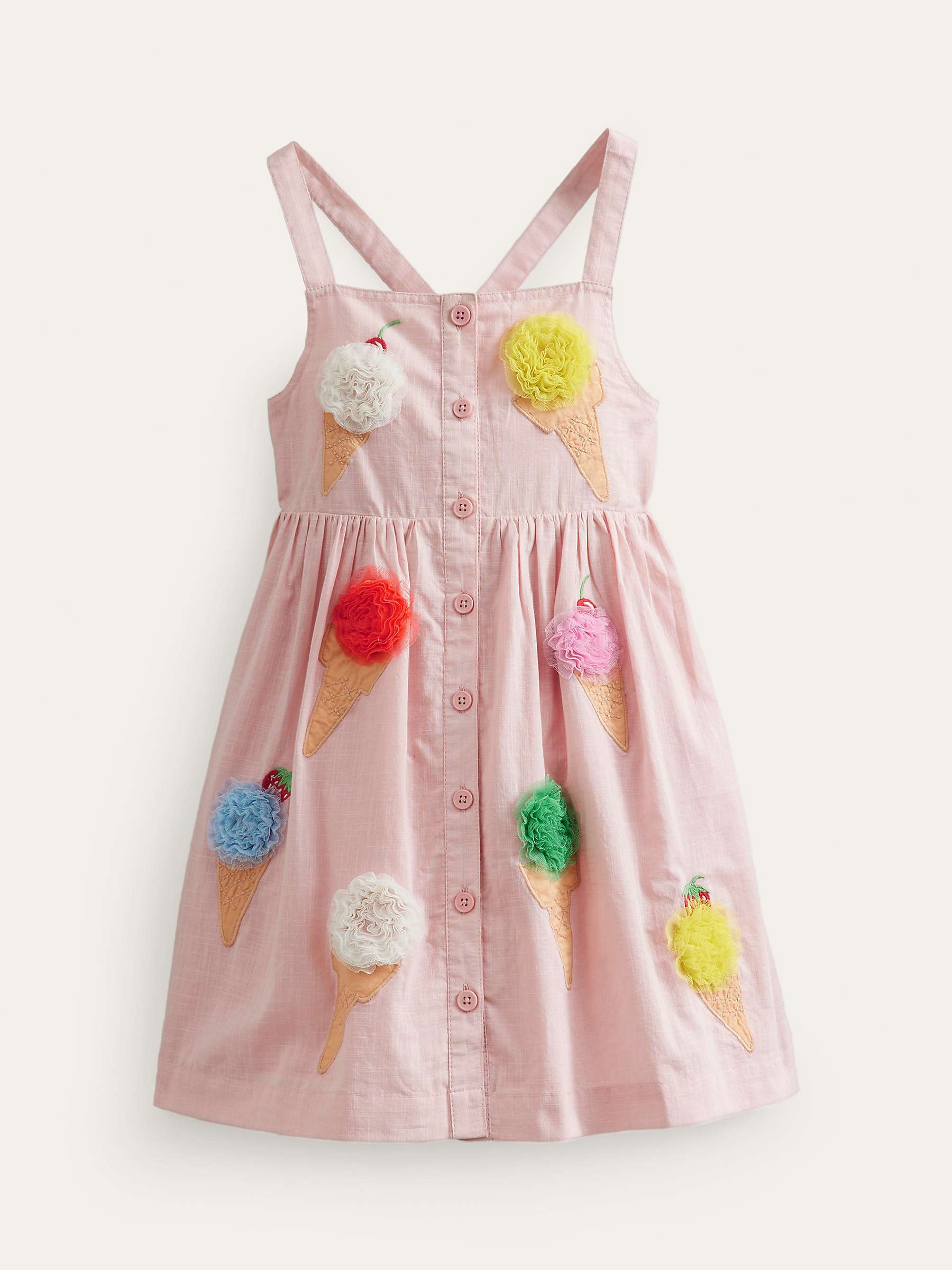 Buy Mini Boden Kids' 3D Icecream Applique Button Through Cross Back Dress, Pink Online at johnlewis.com
