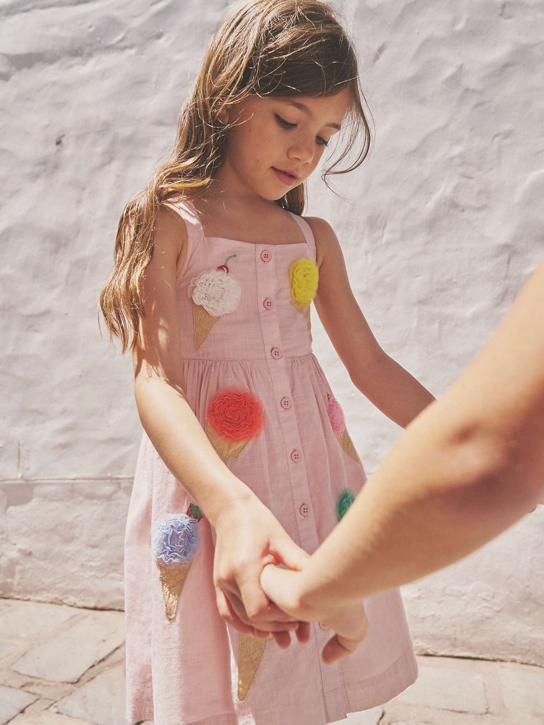Buy Mini Boden Kids' 3D Icecream Applique Button Through Cross Back Dress, Pink Online at johnlewis.com