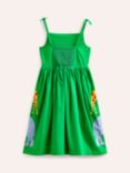 Boden Kids' Animal Appliqué Cotton Dress, Green
