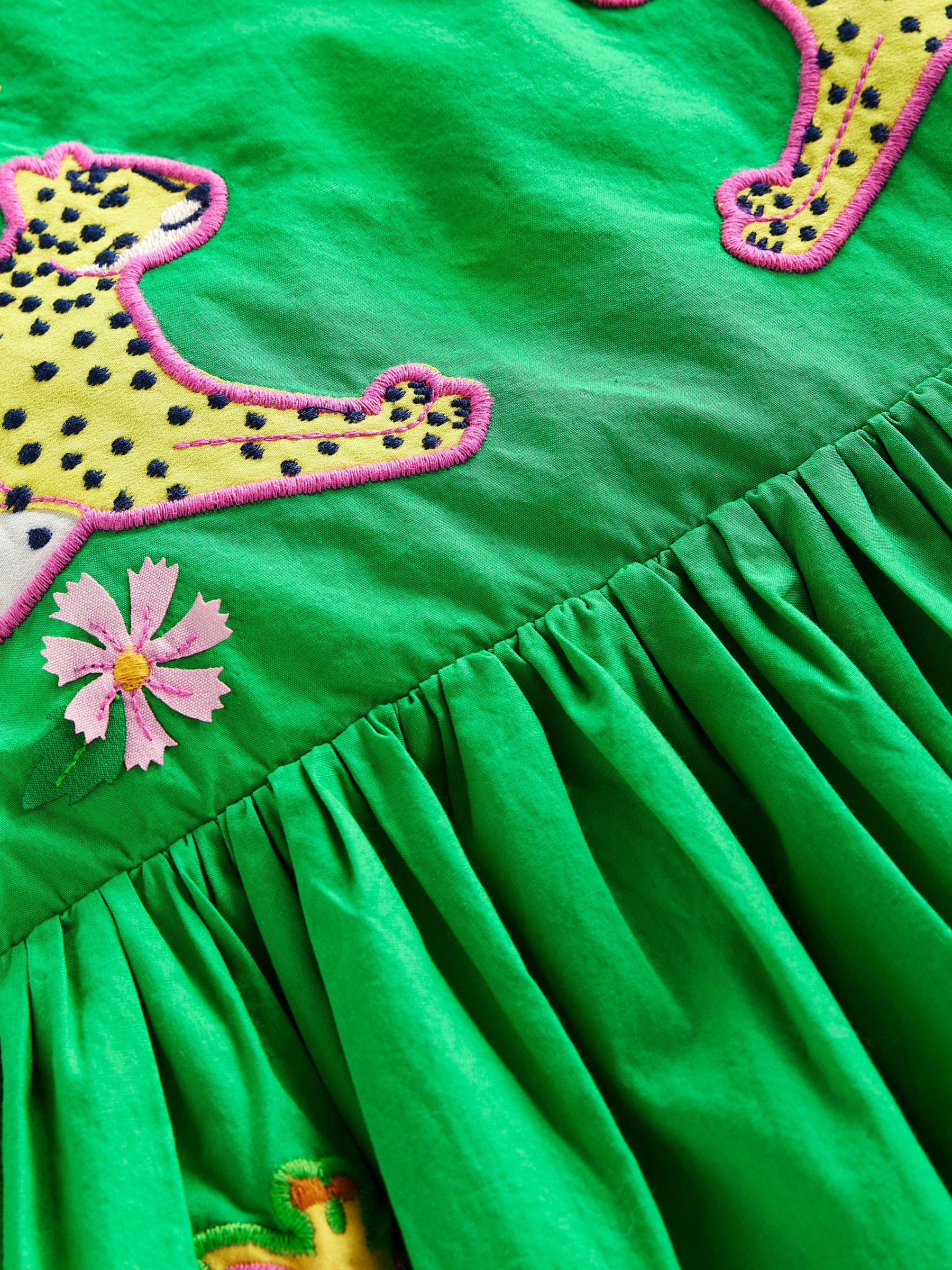 Buy Mini Boden Kids' Animal Appliqué Cotton Dress, Green Online at johnlewis.com
