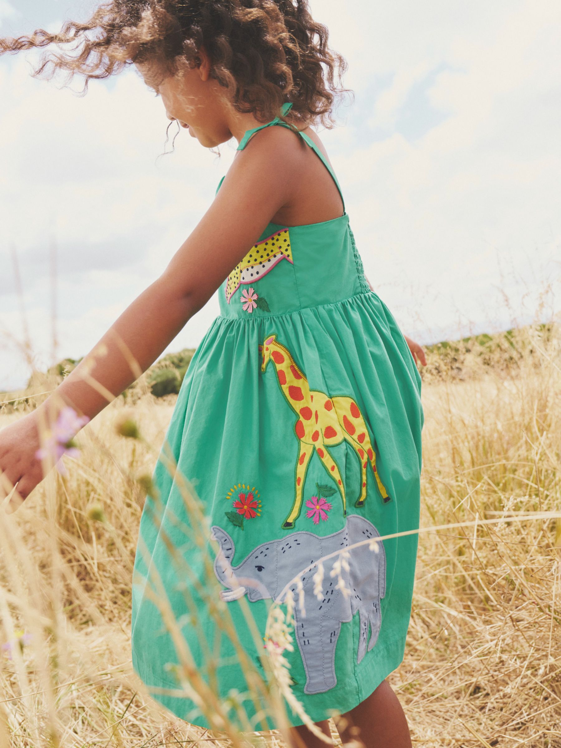 Buy Boden Kids' Animal Appliqué Cotton Dress, Green Online at johnlewis.com