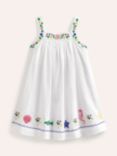 Mini Boden Kids' Embroidered Twirly Sea Life Dress, Ivory Reef