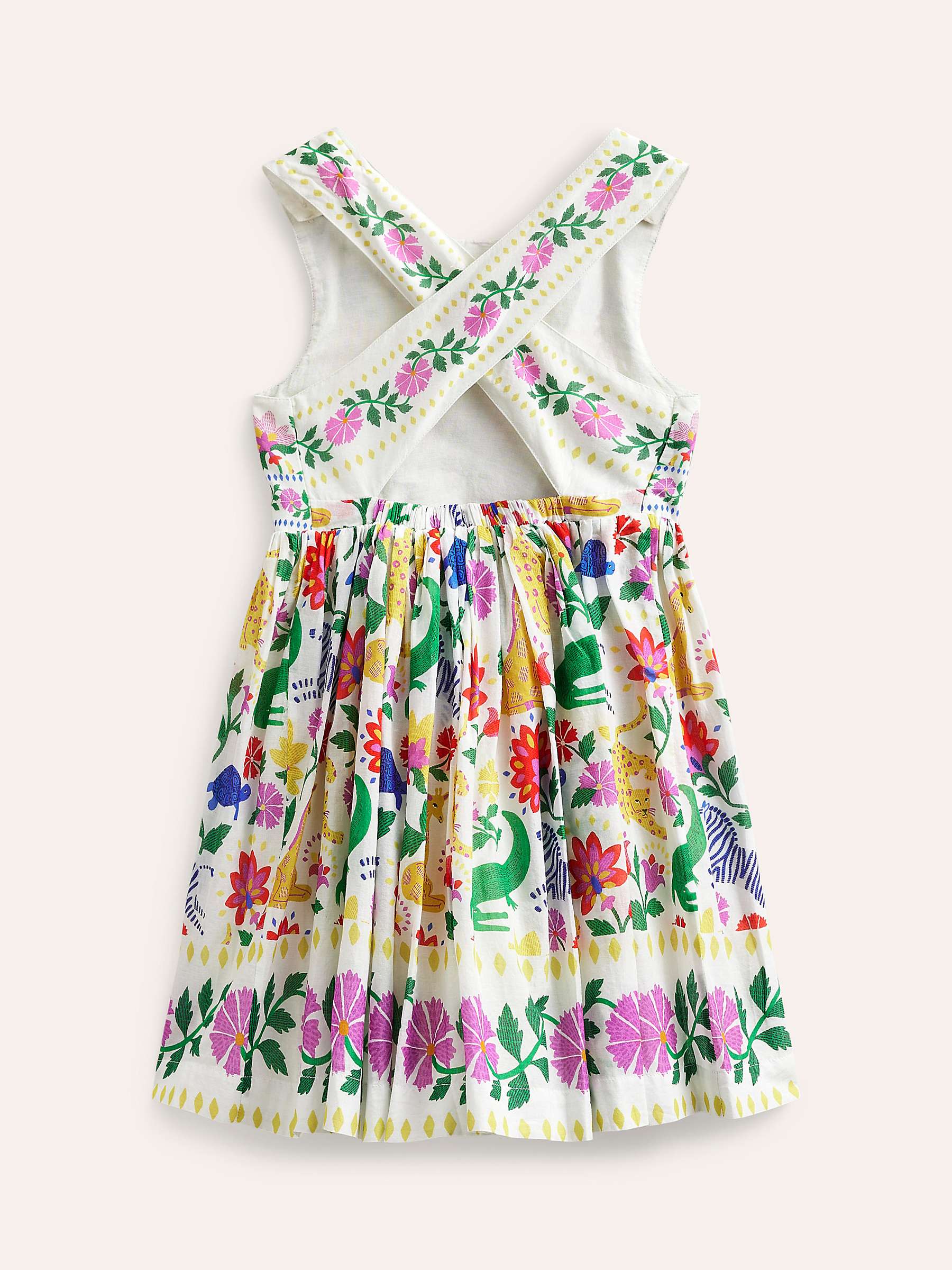 Buy Mini Boden Kids' Safari Floral Print Cross-Back Dress, Multi Online at johnlewis.com