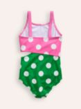 Mini Boden Kids' Spot Print Cut Out Swimsuit, Strawberry/Bean