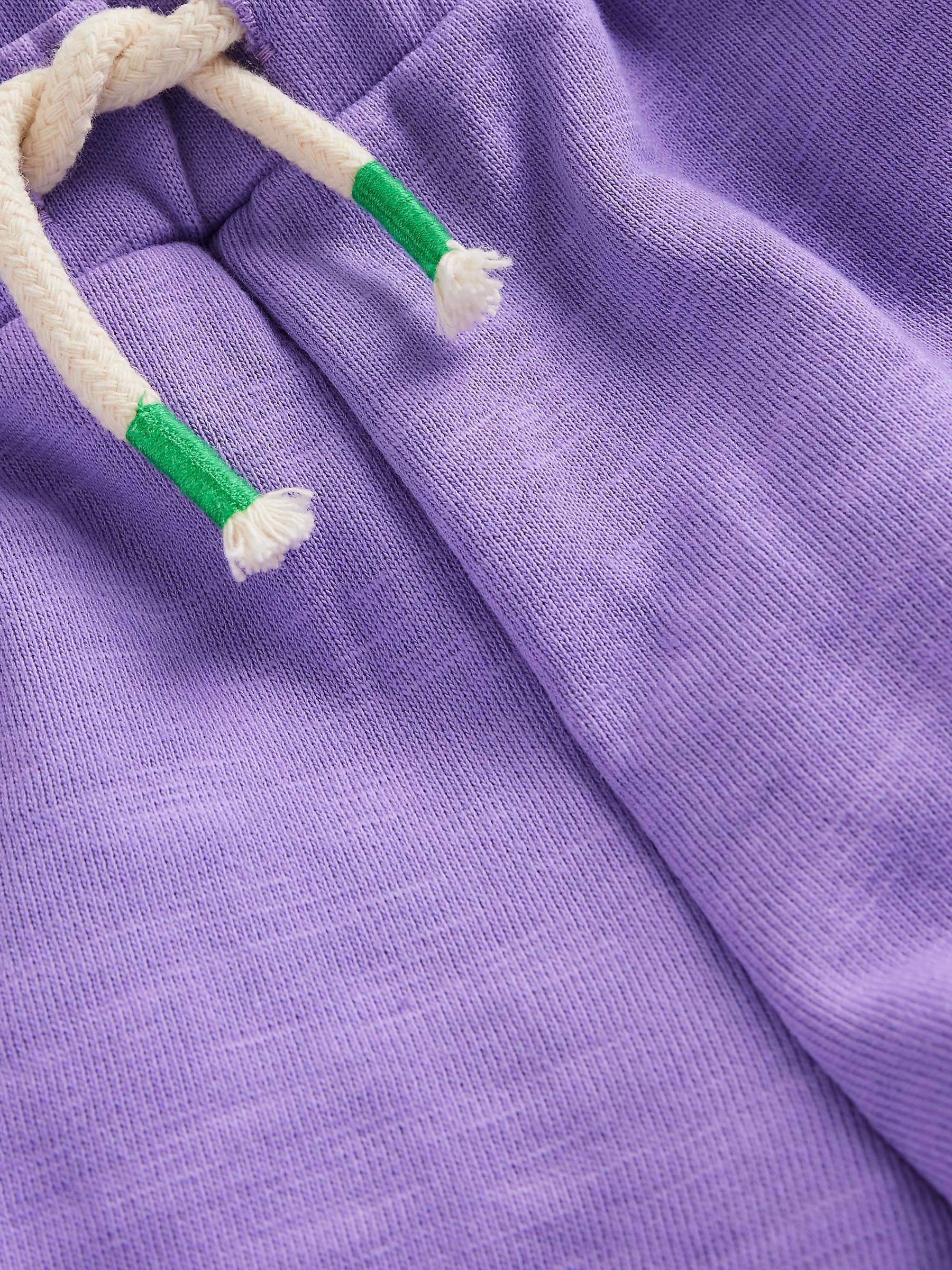Buy Mini Boden Kids' Pom Trim Jersey Shorts, Crocus Purple Online at johnlewis.com