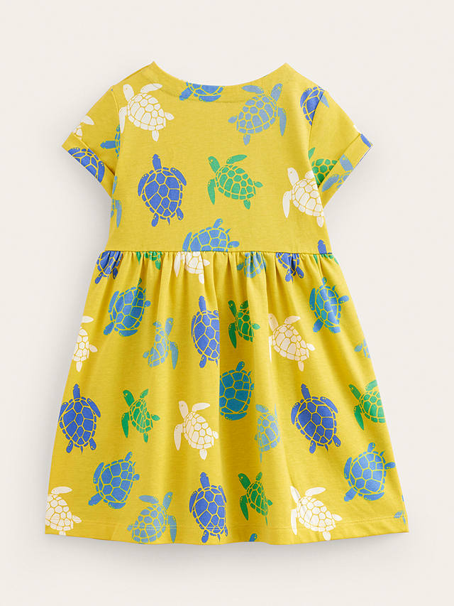 Mini Boden Kids' Turtle Print Jersey Dress, Zest Yellow