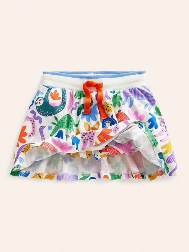 Mini Boden Kids' Safari Friends Print Jersey Skort, Multi