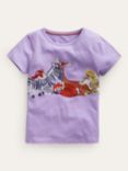 Mini Boden Kids' Safari Animals Superstitch T-Shirt, Violet, Violet