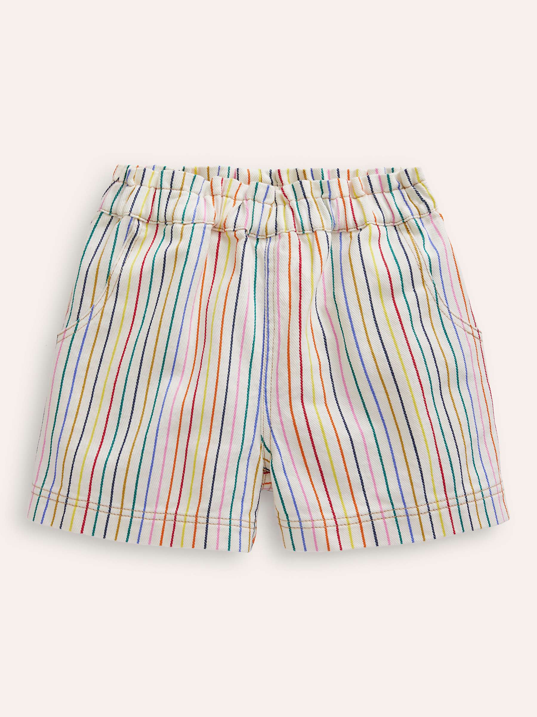 Buy Mini Boden Kids' Pull-On Cat Patch Pocket Stripe Shorts, Ivory/Multi Online at johnlewis.com