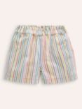 Mini Boden Kids' Pull-On Cat Patch Pocket Stripe Shorts, Ivory/Multi, Ivory/Multi