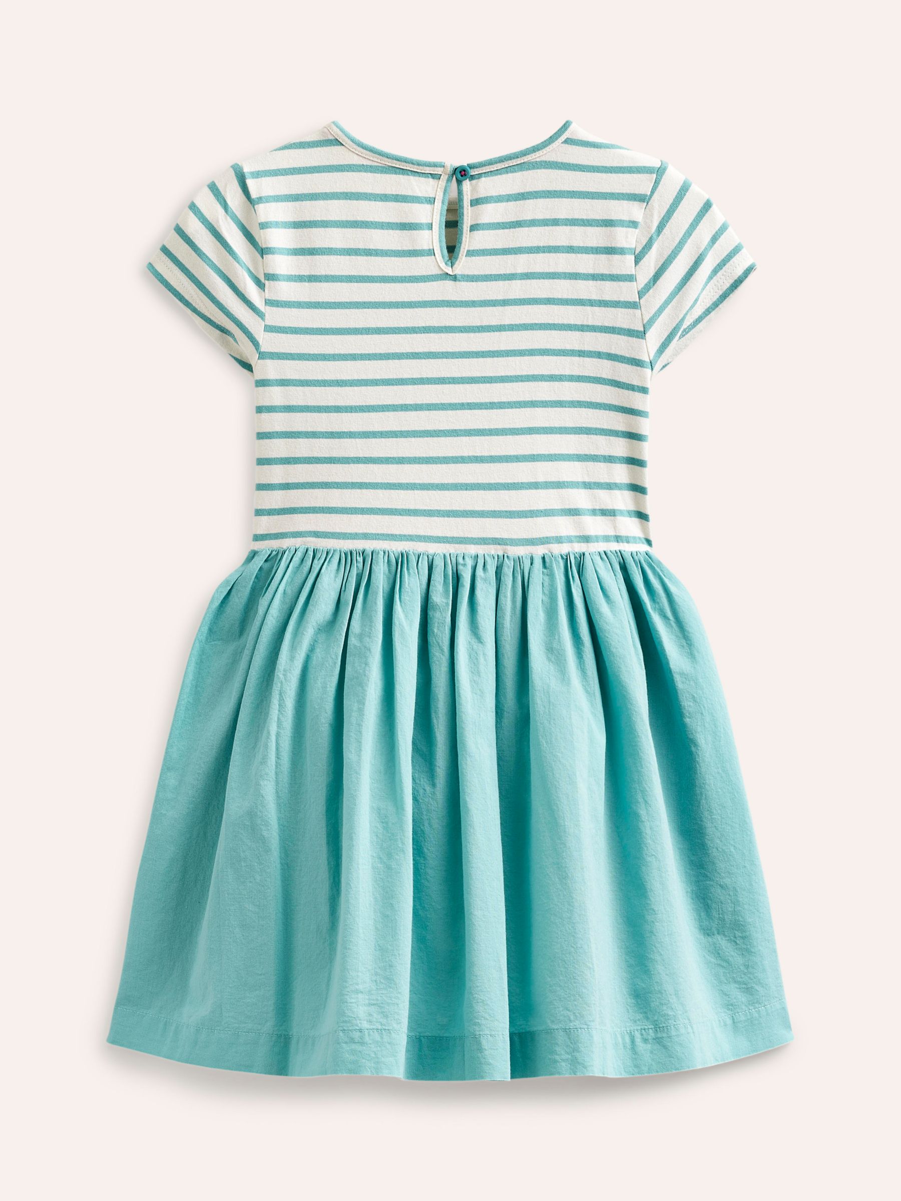 Buy Mini Boden Kids' Sealife Applique Stripe Woven Mix Dress, Blue/Vanilla Online at johnlewis.com