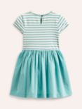 Mini Boden Kids' Sealife Applique Stripe Woven Mix Dress, Blue/Vanilla
