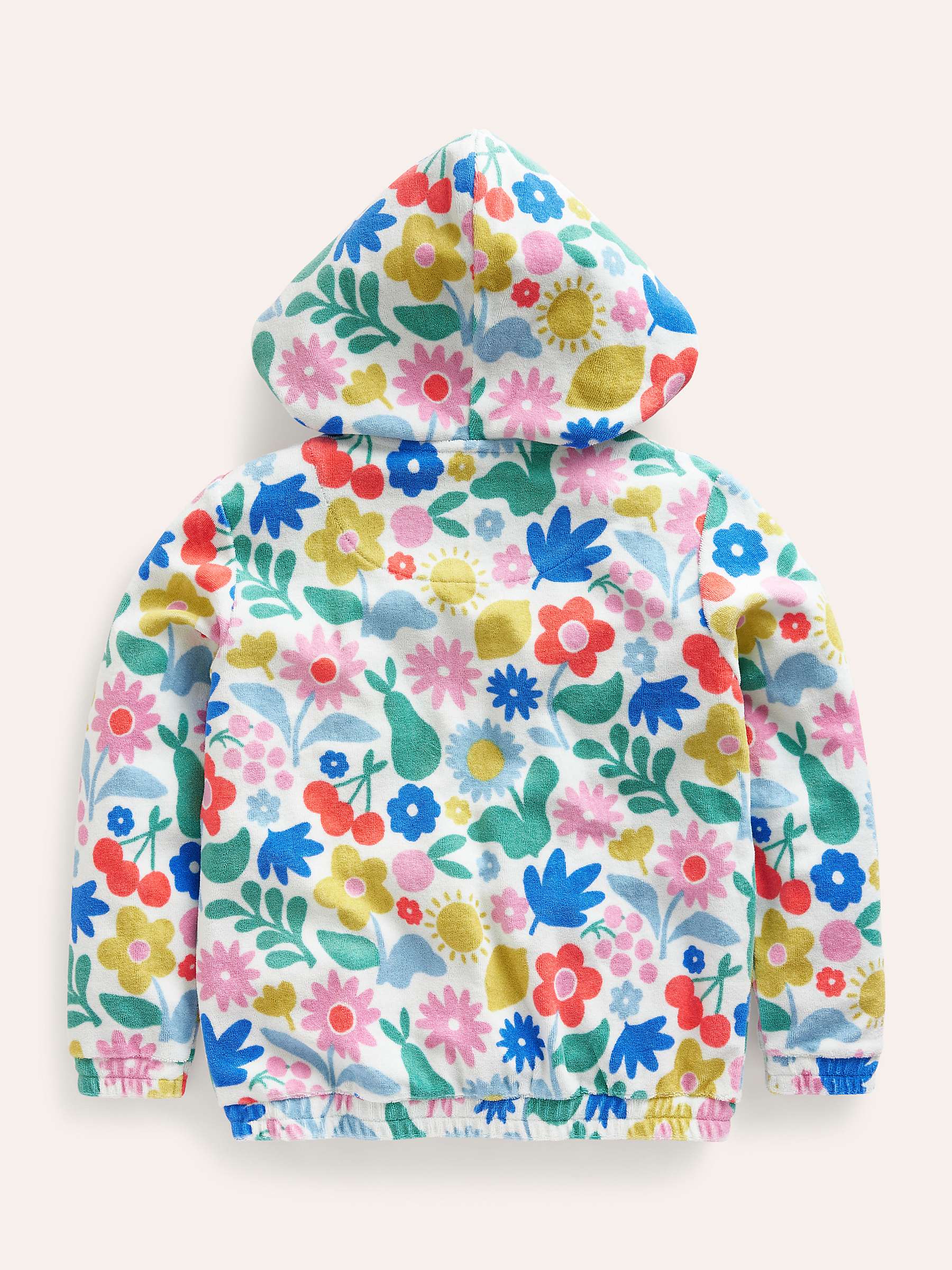 Buy Mini Boden Kids' Floral Holiday Stencil Zip Through Towelling Hoodie, Multi Online at johnlewis.com
