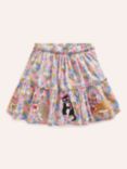 Mini Boden Kids' Cat Applique Floral Skirt, Pink Nautical
