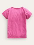 Mini Boden Kids' Baby Tiger Applique Short Sleeve T-Shirt, Pink/Multi