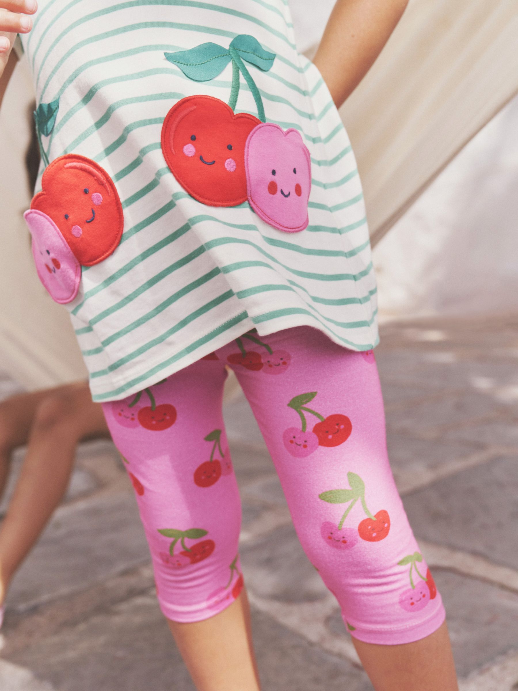 Buy Mini Boden Kids' Fun Cherry Cropped Leggings, Pink Online at johnlewis.com