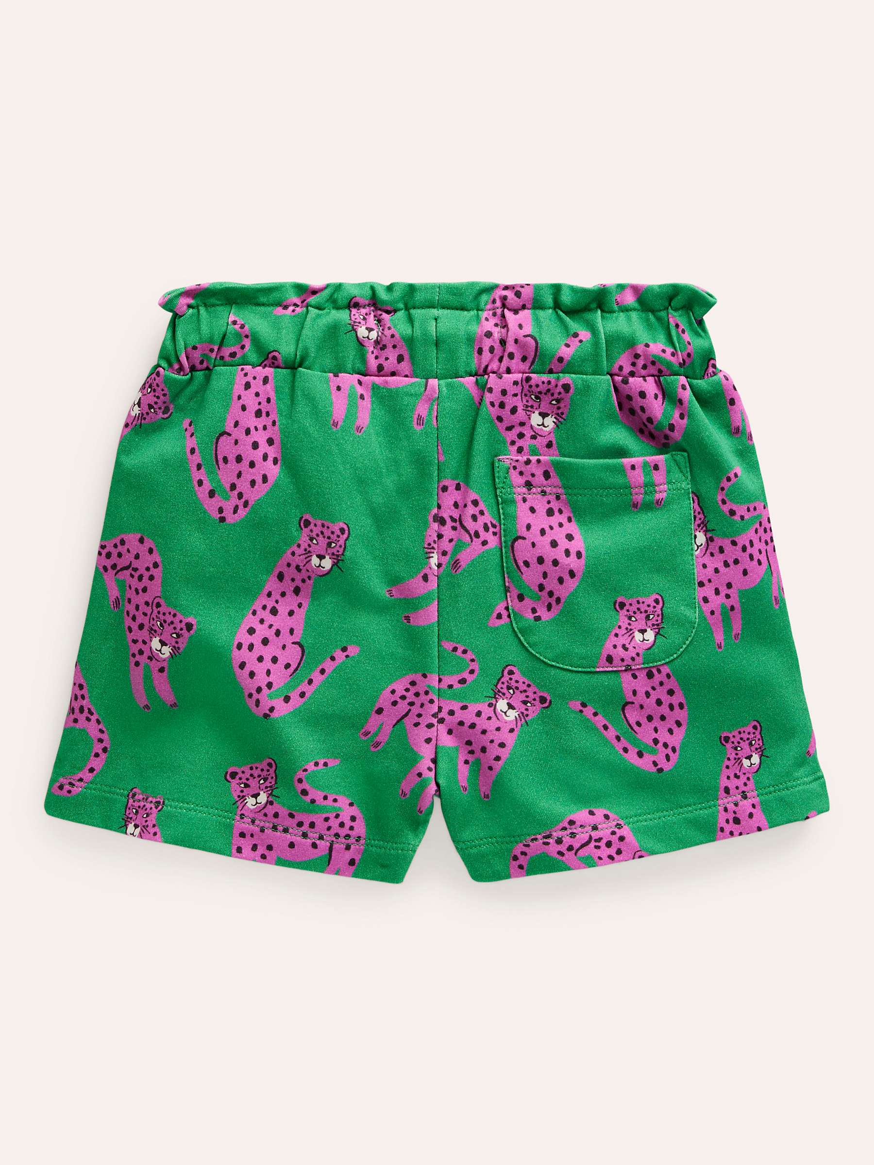 Buy Mini Boden Kids' Ruffle Waist Leopard Sweat Shorts, Green Online at johnlewis.com