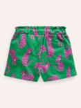 Mini Boden Kids' Ruffle Waist Leopard Sweat Shorts, Green