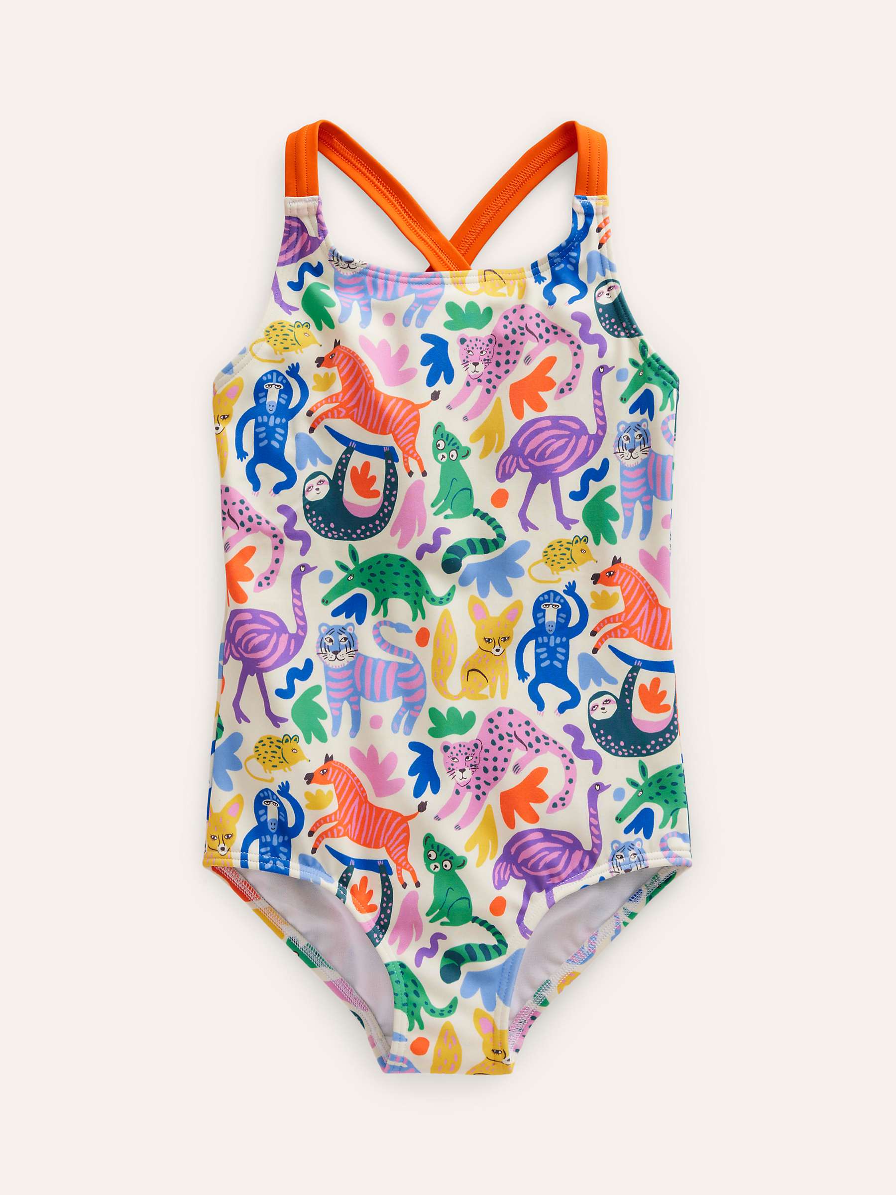 Buy Mini Boden Kids' Jungle Print Cross-Back Swimsuit, Multi Online at johnlewis.com