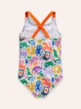 Mini Boden Kids' Jungle Print Cross-Back Swimsuit, Multi, Multi