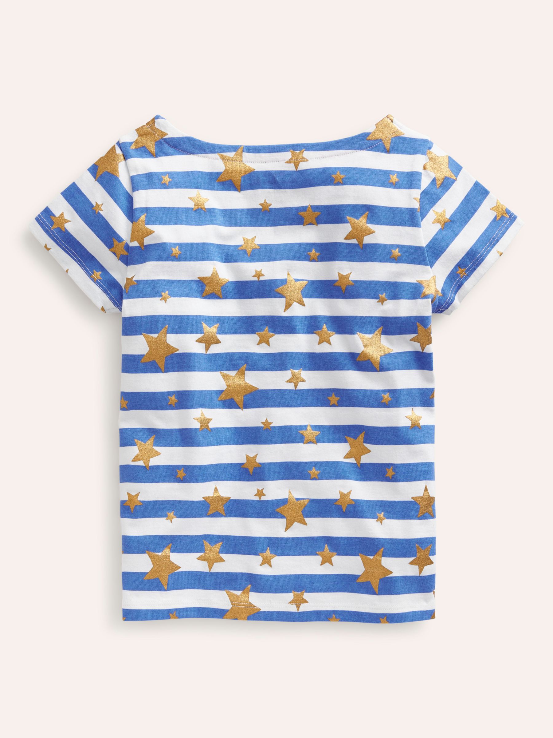 Buy Mini Boden Kids' Stripe and Star Short Sleeve Cotton T-Shirt, Ivory/Plume Online at johnlewis.com