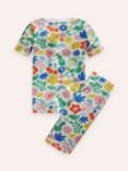 Mini Boden Kids' Snug Floral Print Short John Pyjamas, Holiday Stencil