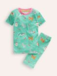 Mini Boden Kids' Holiday Cat Print Snug Short John Pyjamas, Multi