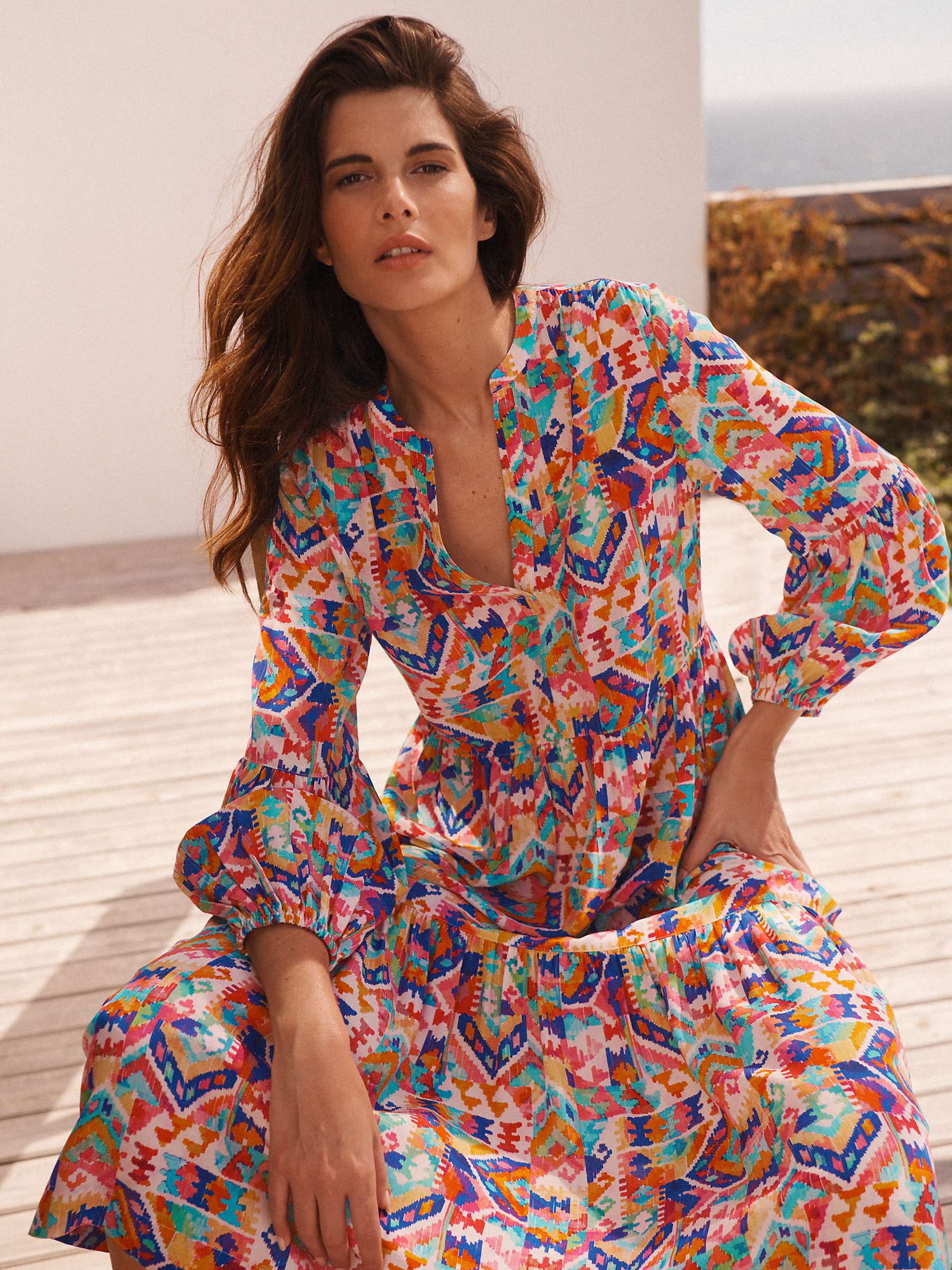 Buy NRBY Genevieve Kilim Silk Midi Dress, Multi Online at johnlewis.com