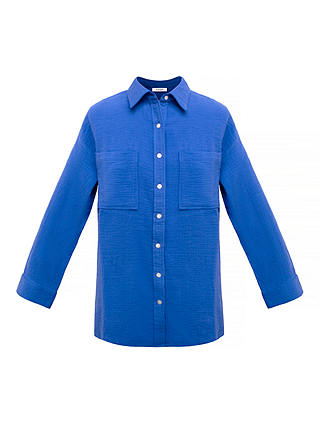 NRBY Elouise Cotton Double Gauze Shirt, Blue Cobalt