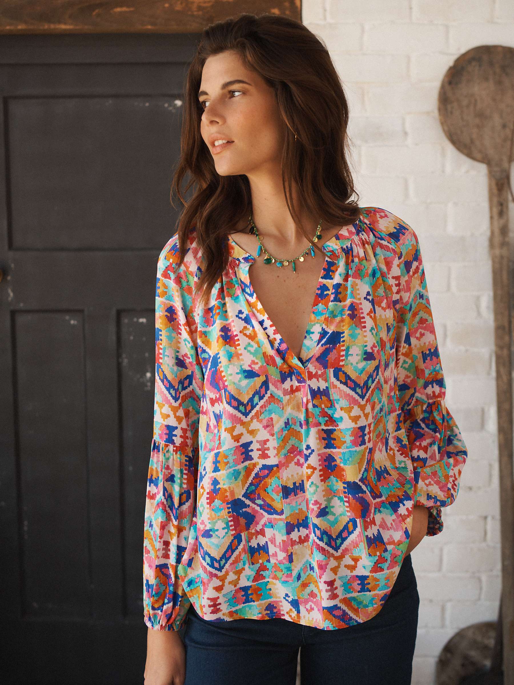 Buy NRBY Ophelia Kilim Silk Shirt, Multi Online at johnlewis.com