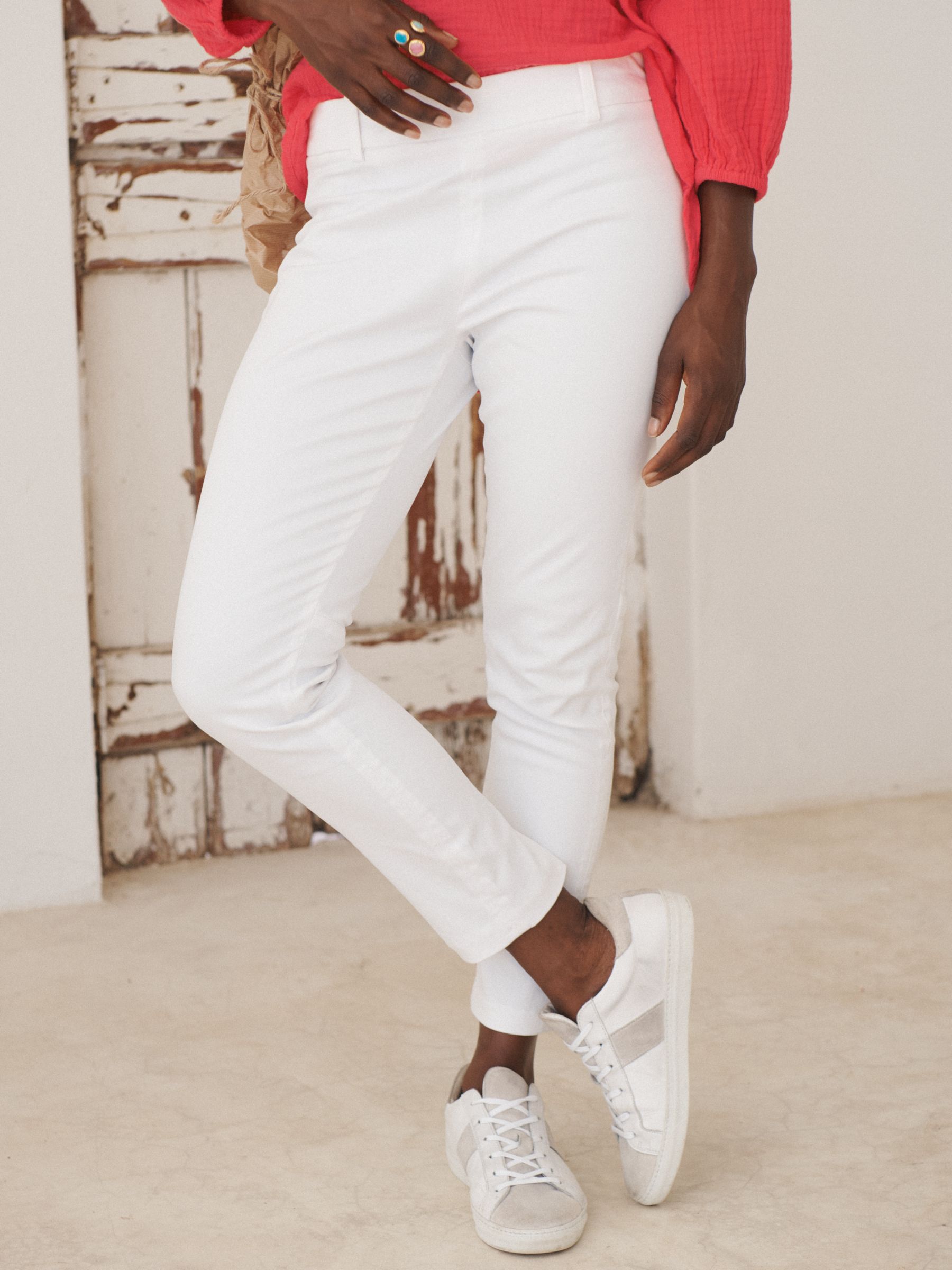 Buy NRBY Colette Cotton Blend Trousers, White Online at johnlewis.com