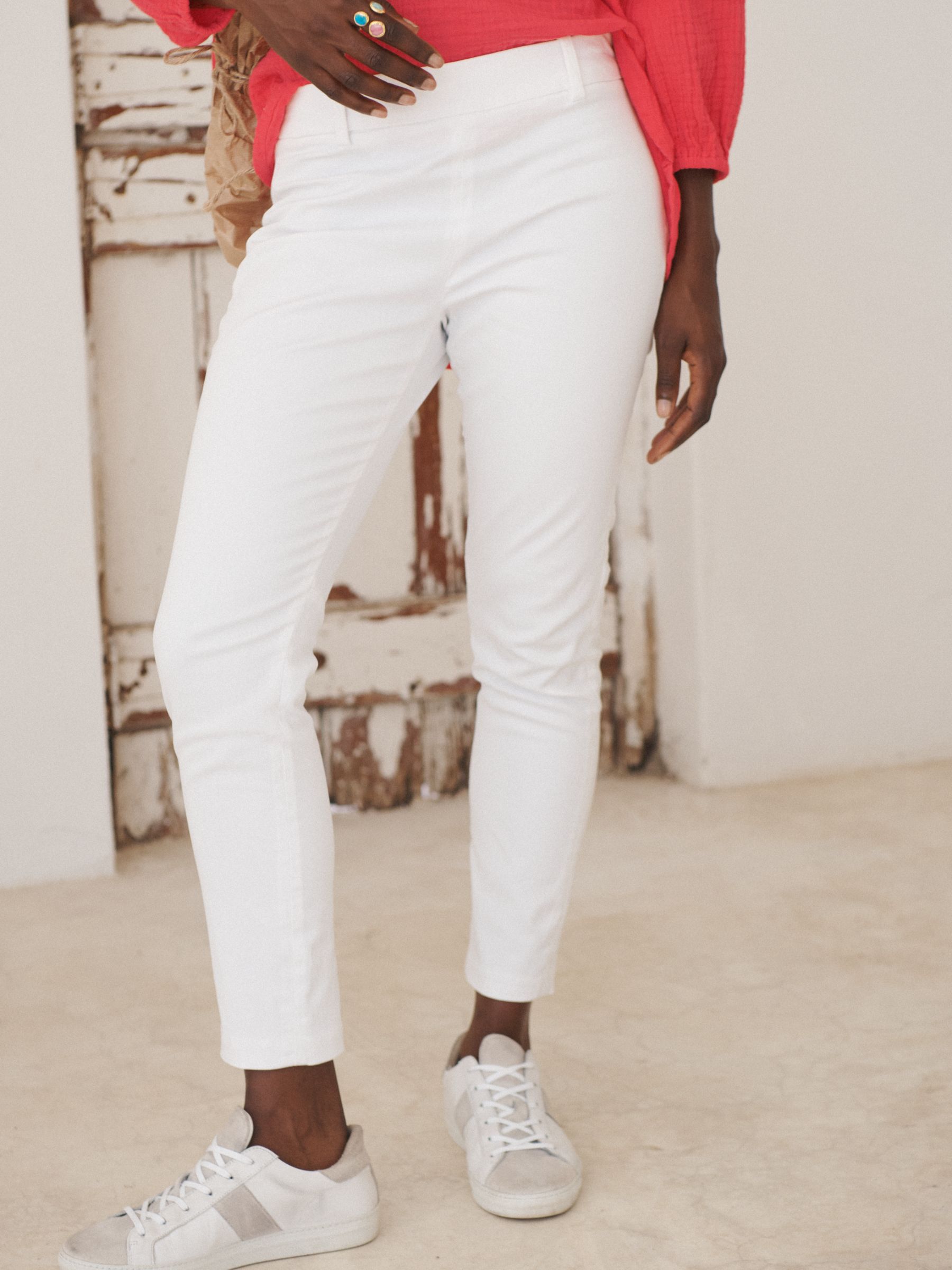 Buy NRBY Colette Cotton Blend Trousers, White Online at johnlewis.com