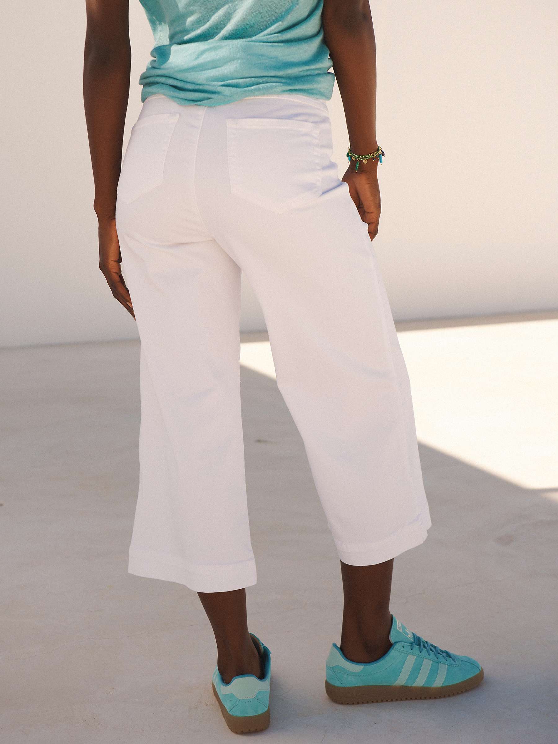 Buy NRBY Asha Cotton Wide Leg Crop Jeans, White Online at johnlewis.com