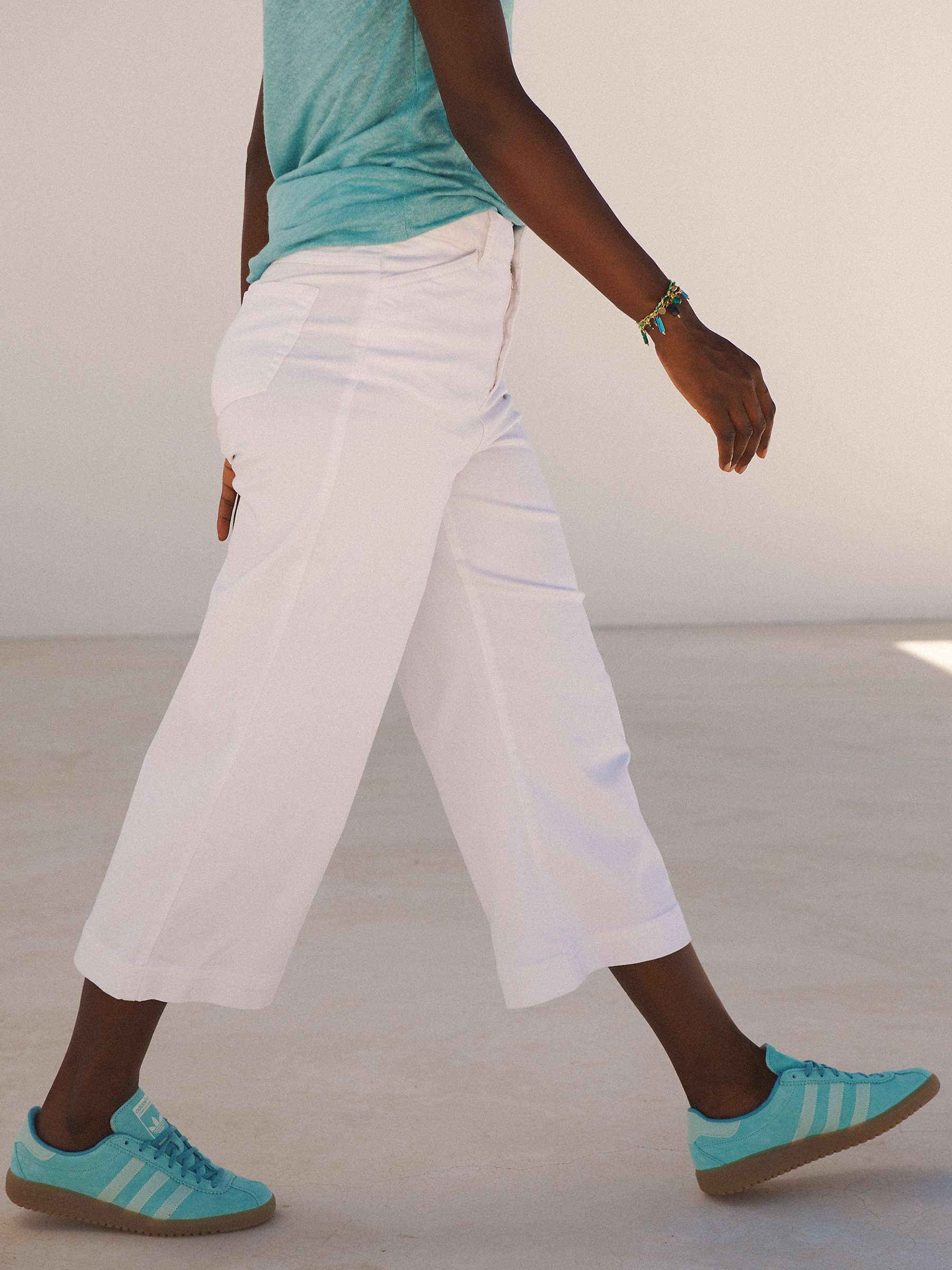 Buy NRBY Asha Cotton Wide Leg Crop Jeans, White Online at johnlewis.com