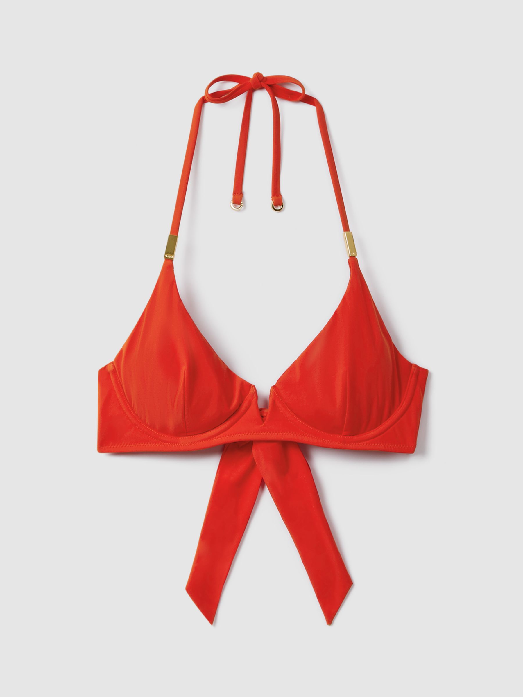 Reiss Aubrey Underwired Halterneck Bikini Top, Red, 6