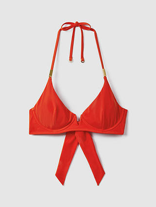 Reiss Aubrey Underwired Halterneck Bikini Top, Red