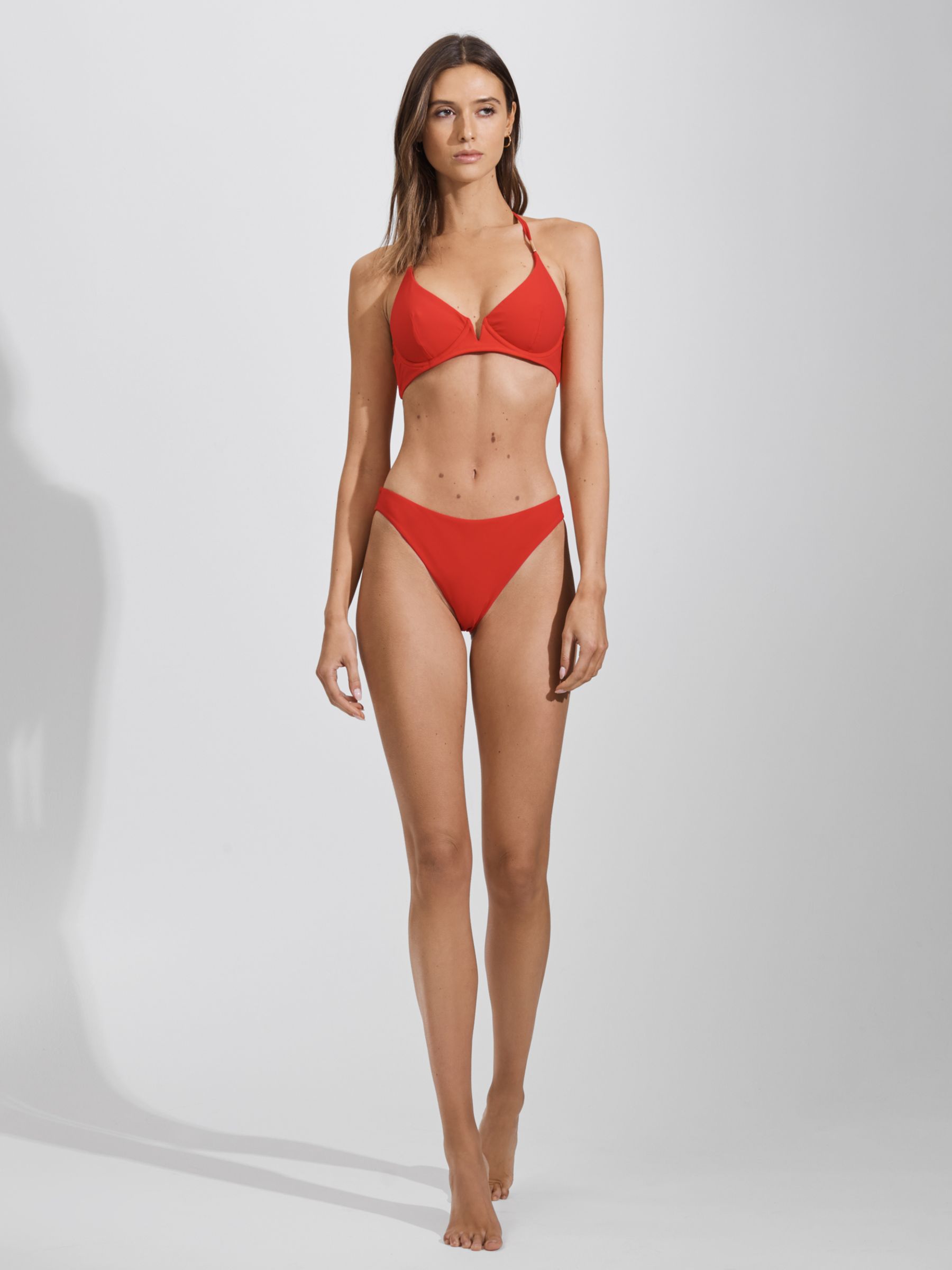 Reiss Aubrey Underwired Halterneck Bikini Top, Red, 6
