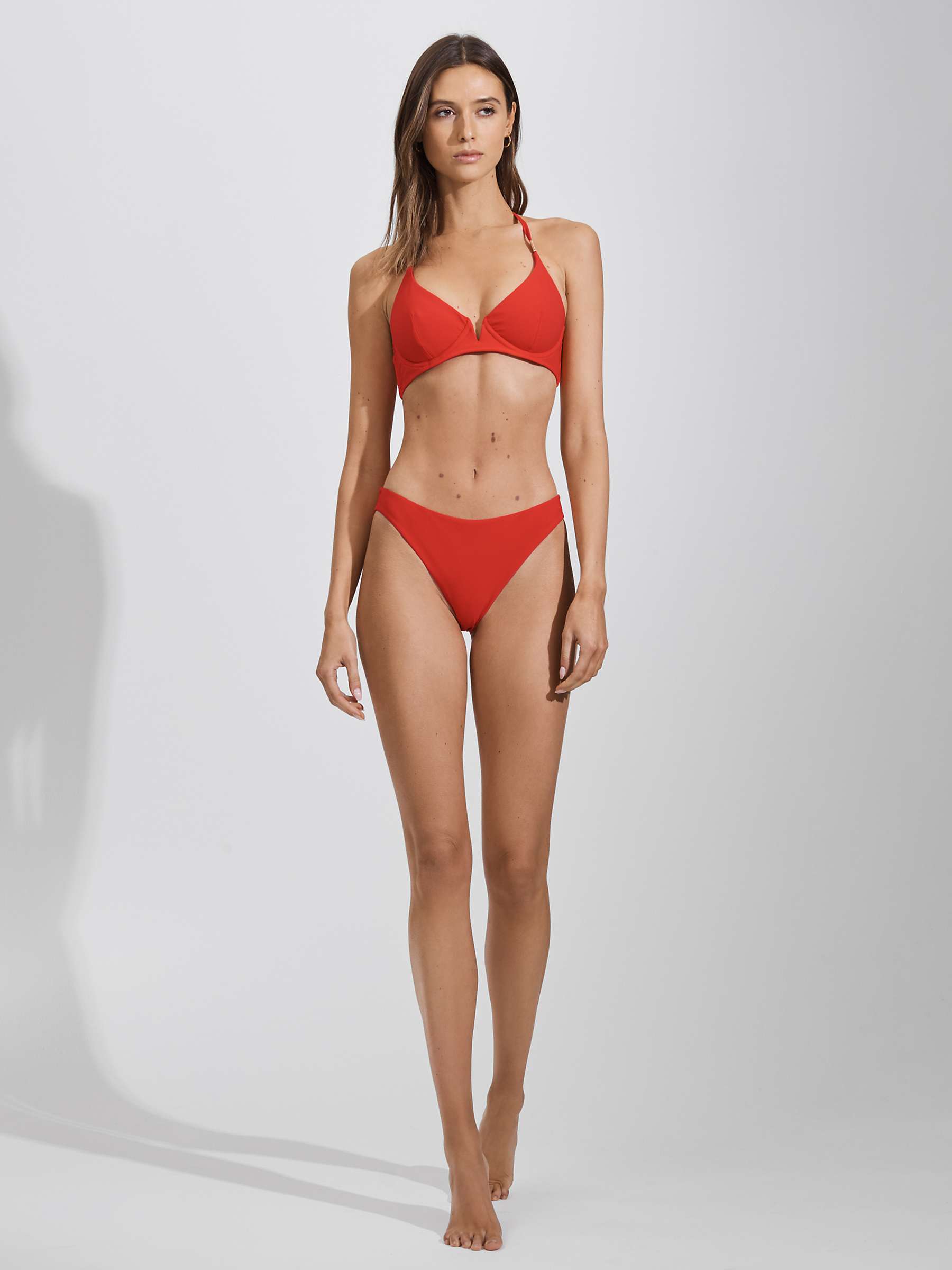 Buy Reiss Aubrey Underwired Halterneck Bikini Top, Red Online at johnlewis.com