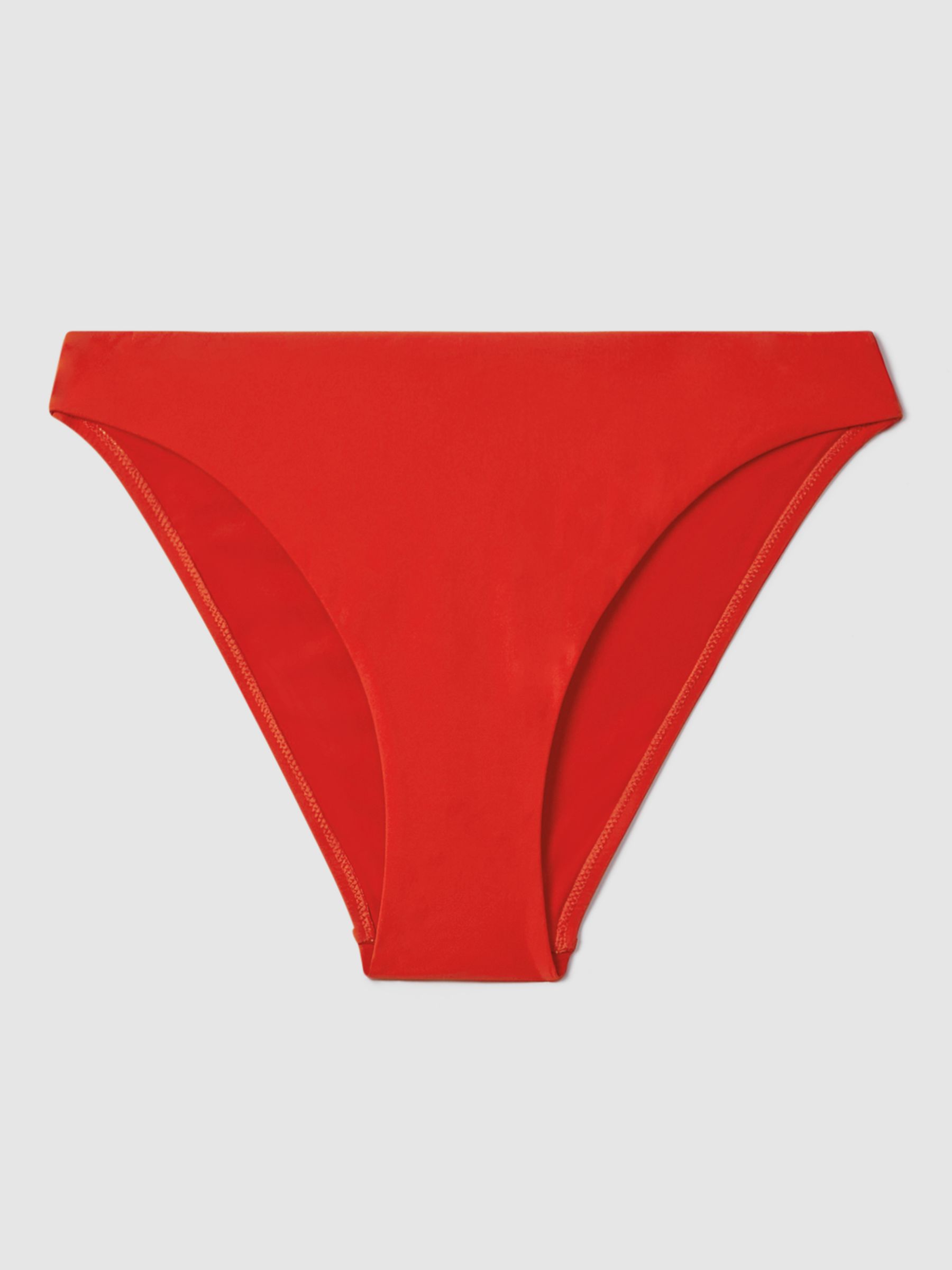Reiss Aubrey High Cut Bikini Bottoms, Red, 6