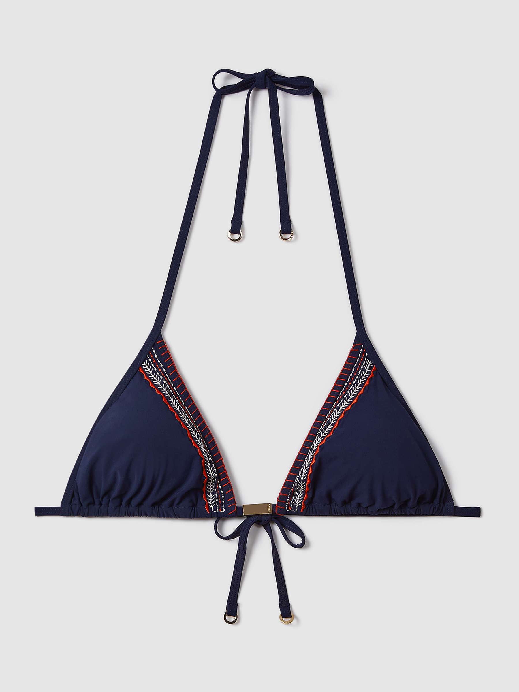 Buy Reiss Marissa Stitch Detail Triangle Bikini Top, Navy/Multi Online at johnlewis.com