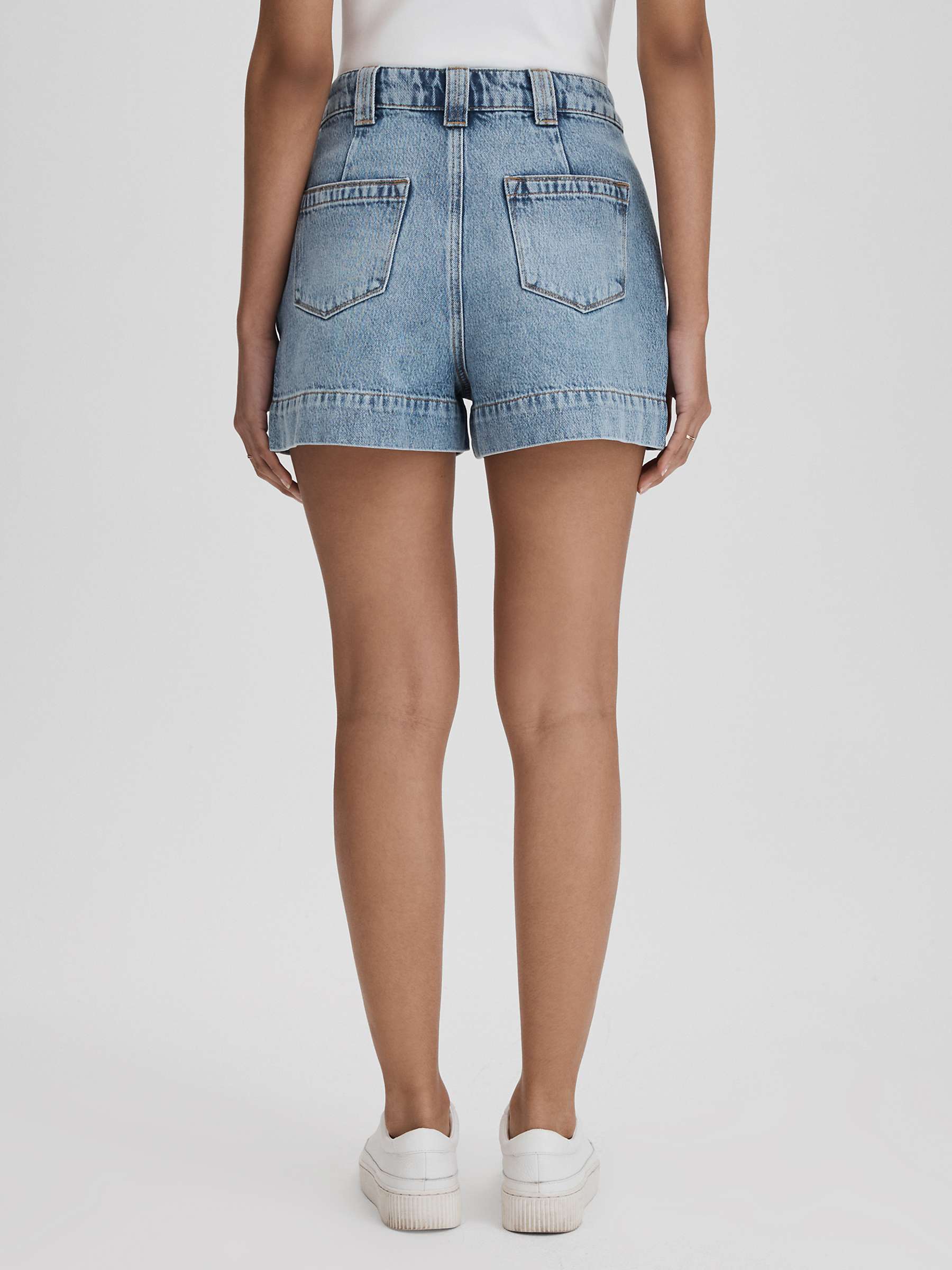 Buy Reiss Olivia High Waist Denim Shorts, Light Blue Online at johnlewis.com